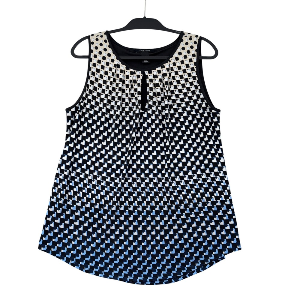 White House Black‎ Market Geometric Ombre Sleeveless Pleated Keyhole Blouse L